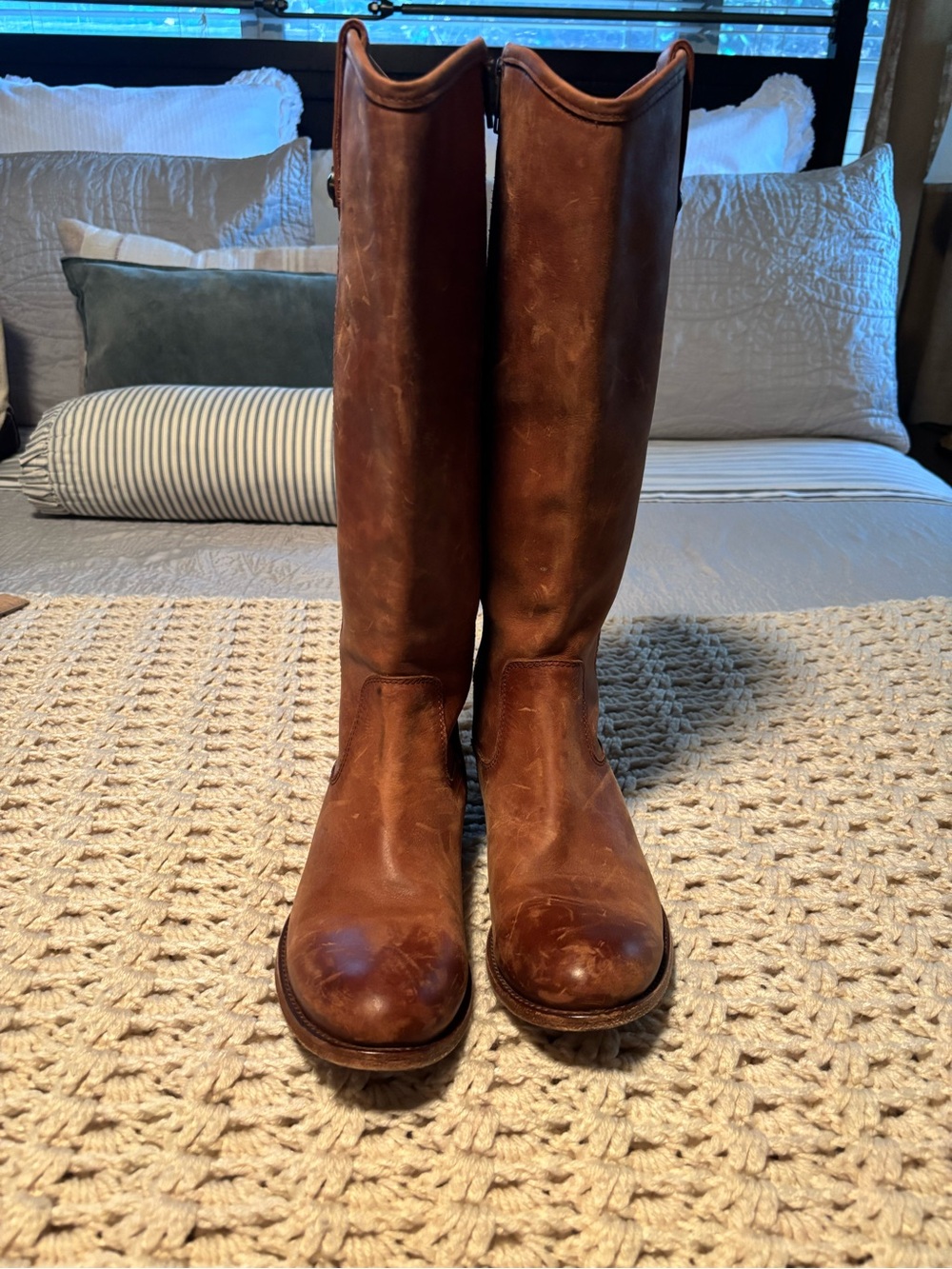 FRYE Tall Brown Leather Riding  Size 7 1/2 - Picture 6 of 14
